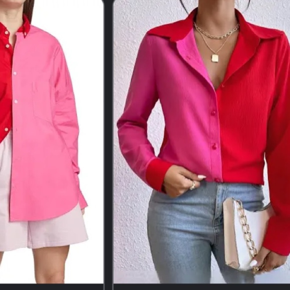 Lovers & Friends Color Block Button Front Shirt S… - image 1